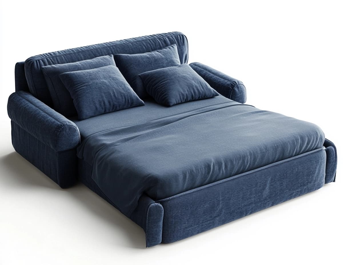 Sofá Cama Azul de Tela 200x120 cm