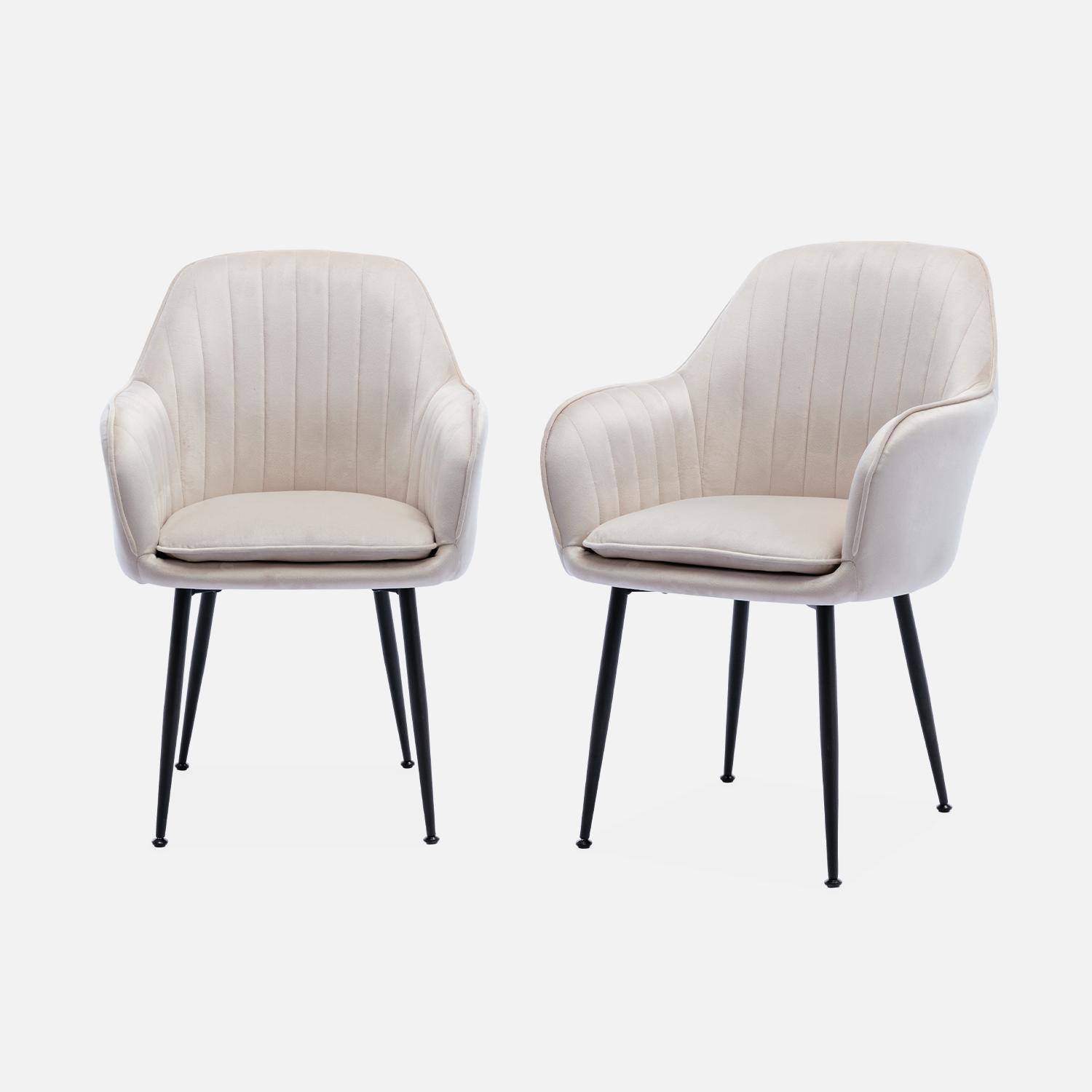 Shella - Sillón de terciopelo con patas de metal, set de 2