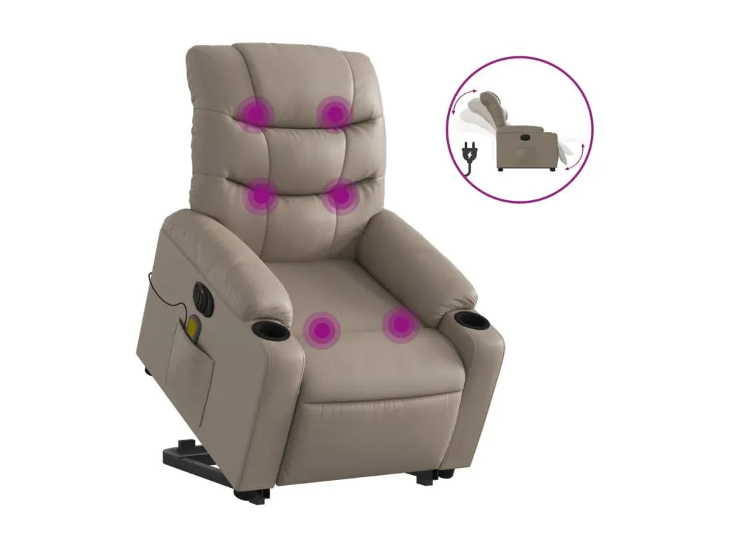 Sillón reclinable de masaje eléctrico cuero sintético capuchino
