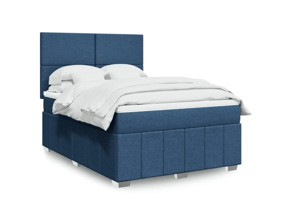 Cama box spring con colchón tela azul 160x200 cm lvx3522721
