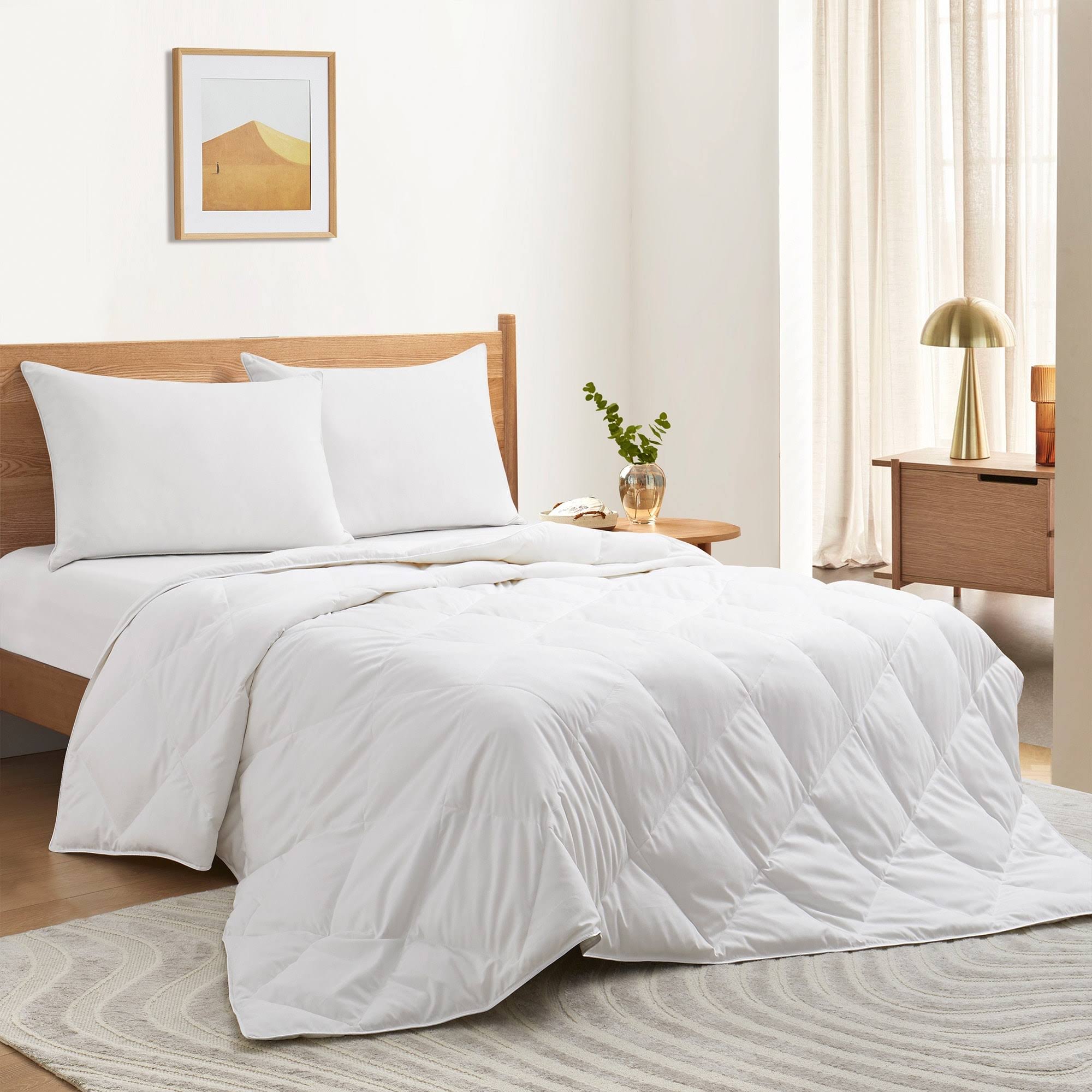 Puredown Premium White Goose Down Winter Comforter, Heavy Weight, 700 TC, 600 Fill Power, White - Full/Queen, White