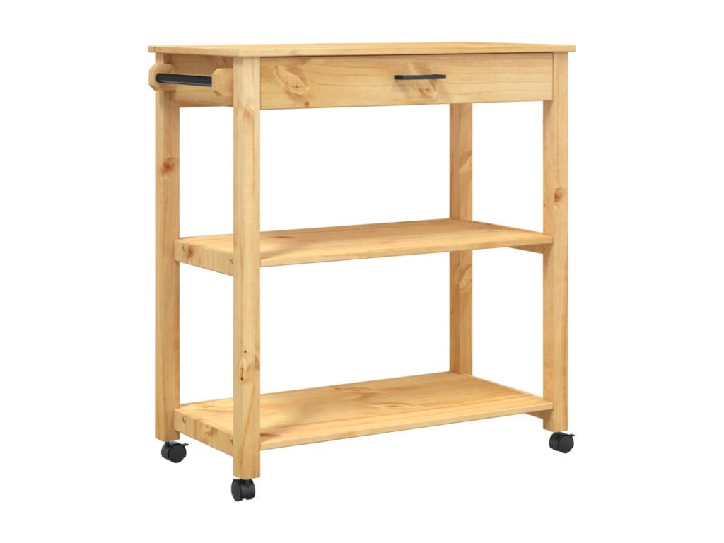 Carrito de cocina MONZA madera maciza de pino 84x40x90 cm Marrón