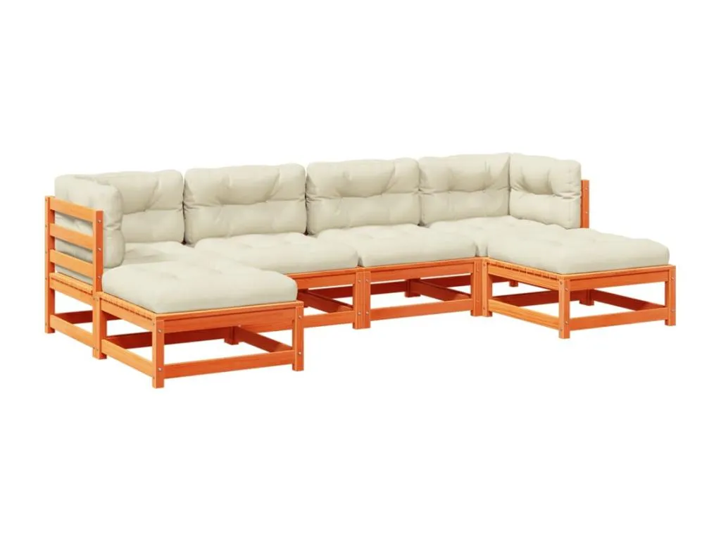 Set de sofás jardín 6 pzas con cojines Mobtrendy marrón cera 73873ulam