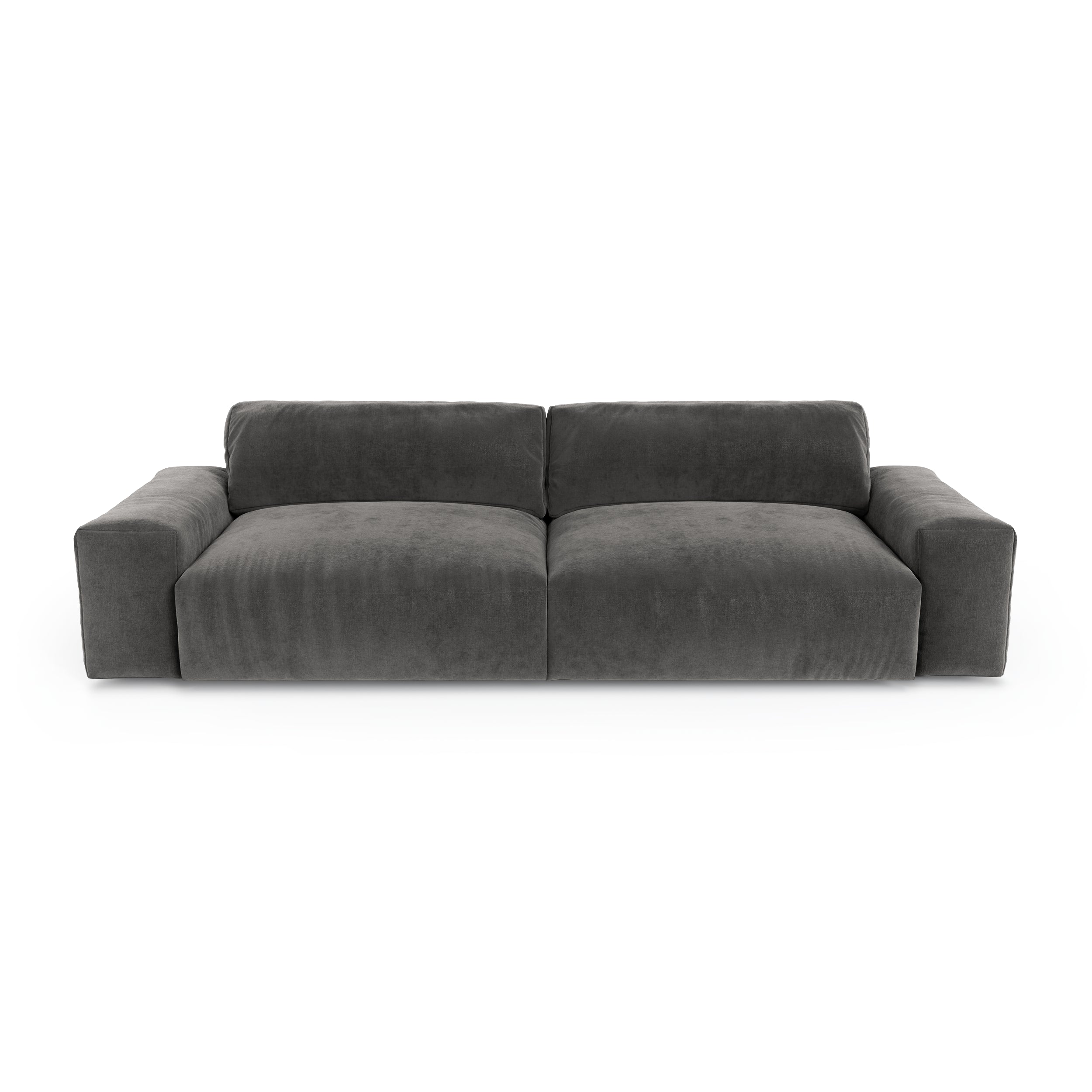 Rechte bank BLISS 4 personen Fluweel Grafiet grijs