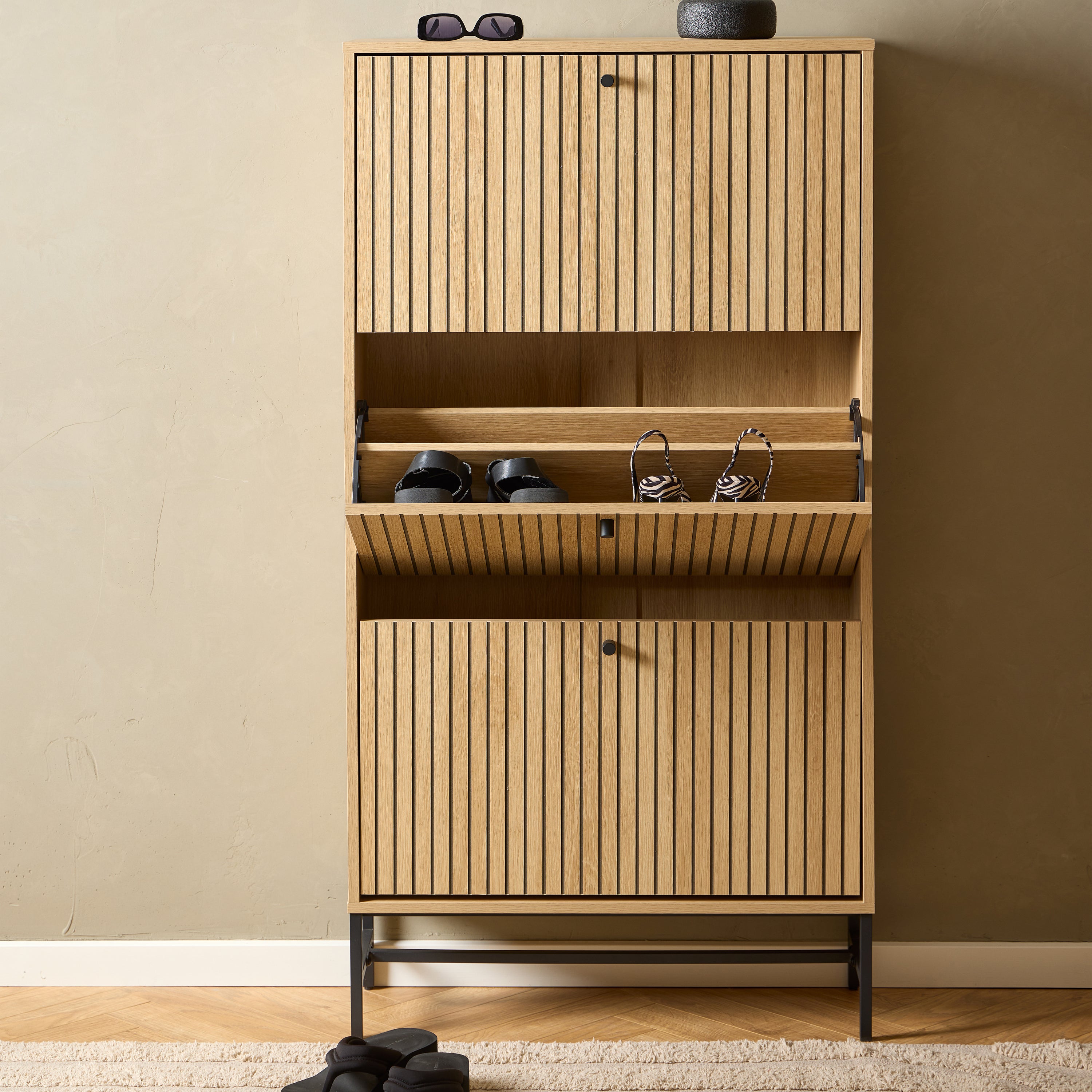 by fonQ Lamina Schoenenkast - 3 Lades - Eiken