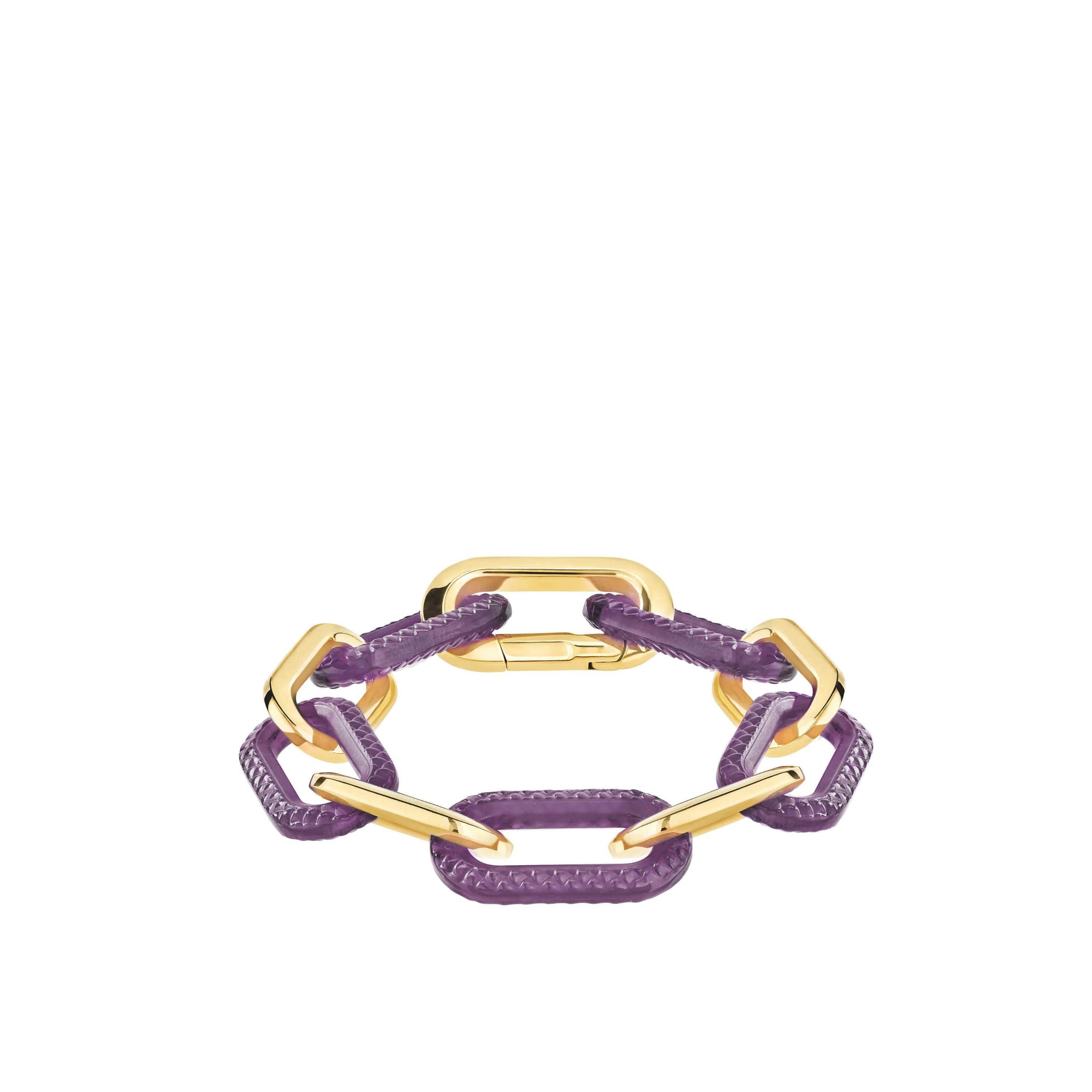 BRACELET EMPREINTE ANIMALE 5 CRISTAUX - CRISTAL VIOLET CRÉPUSCULE, PLAQUÉ OR JAUNE 18 CARATS