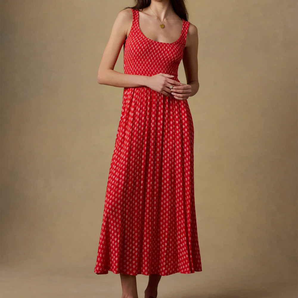 Faherty - Robe à smocks Sophia - Lotus Rouge Floral