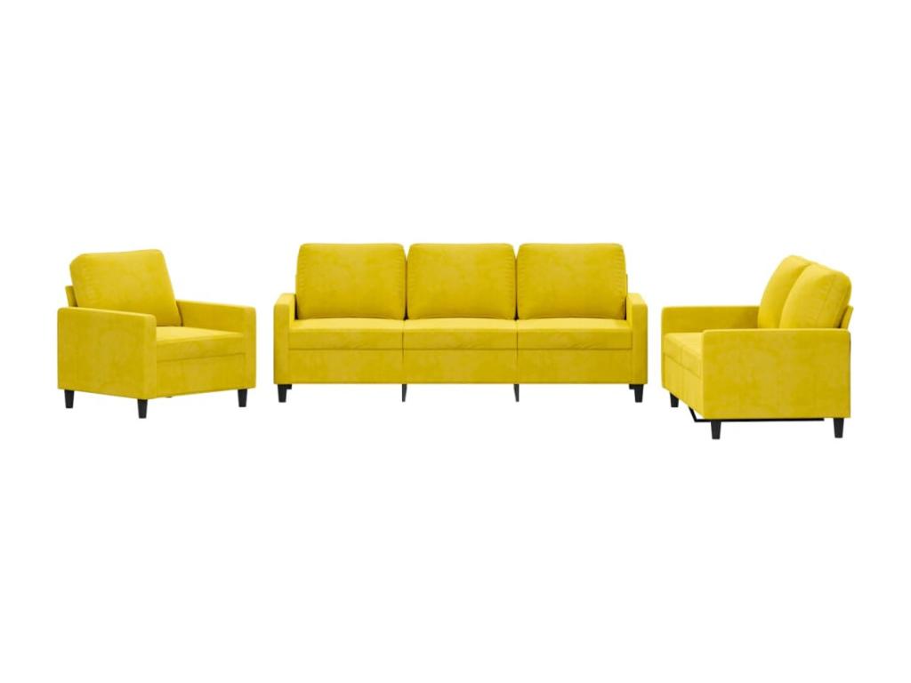 Juego de sofás con cojines 3 piezas terciopelo amarillo