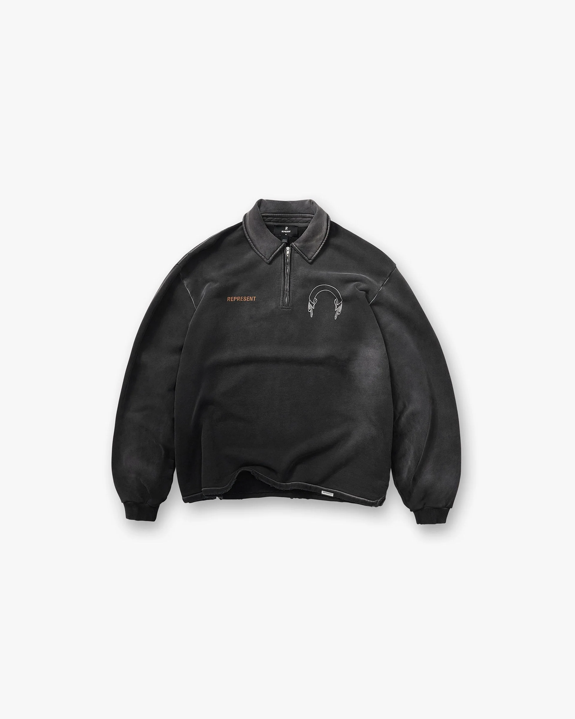 Represent Banner Quarter Zip Sweatshirt - Stained Black