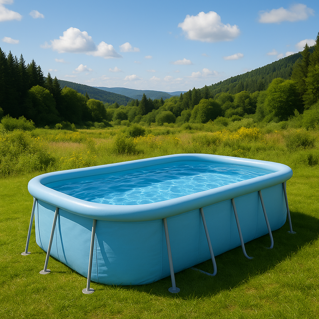 Rectangular Sí Piscina PVC Metal Jardín Piscina tubular rectangular azul claro PVC y metal para jardín 732x366x132 cm