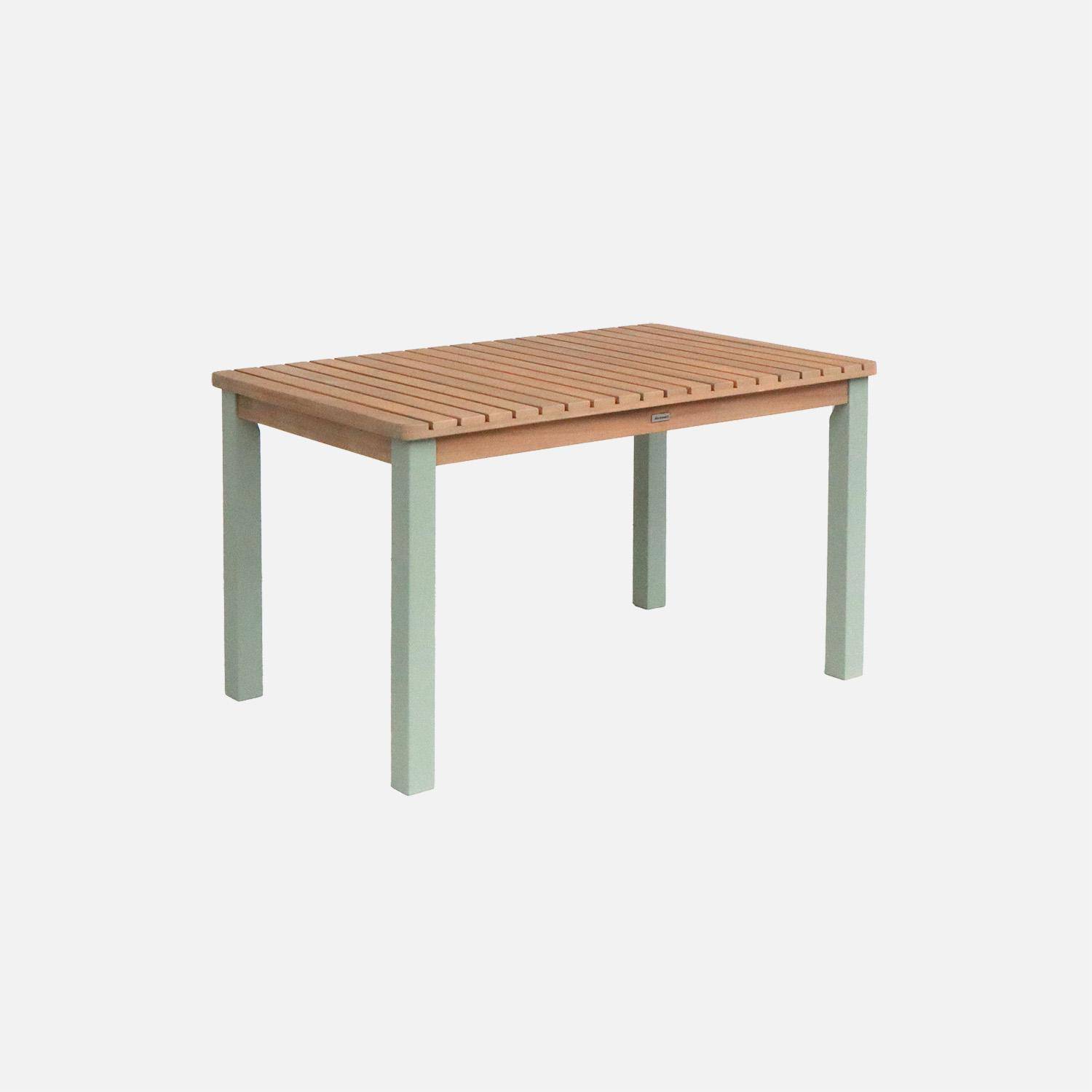 Caroline - Mesa de jardín infantil rectangular de madera de acacia, 4 plazas