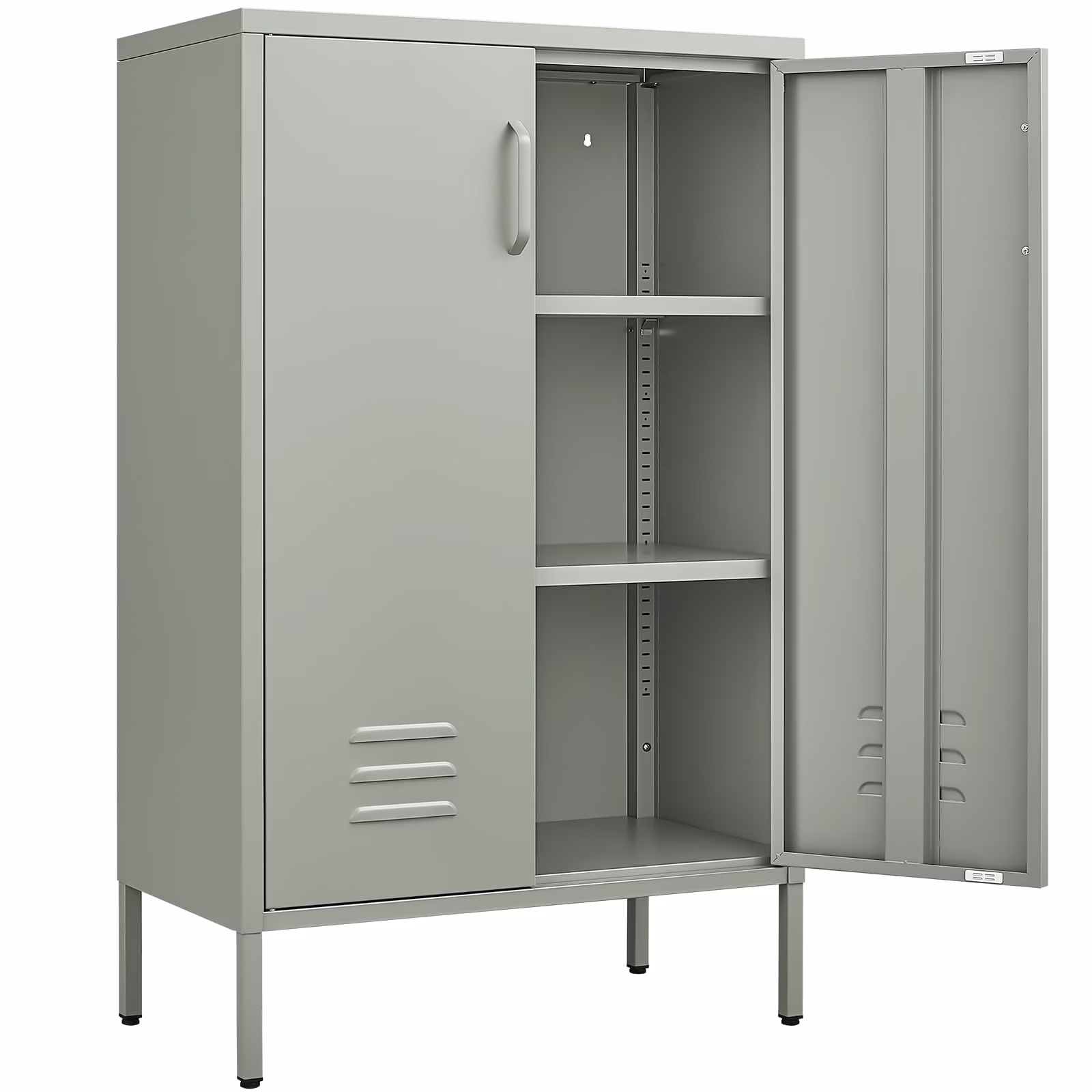 Marcree Green Metal Cabinet,2 Door Accent Cabinet,Metal Locker Cabinet with Legs,Sideboard Cabinet with Adjustable Shelves,Locker Storage Cabinet for Living Room,Entryway