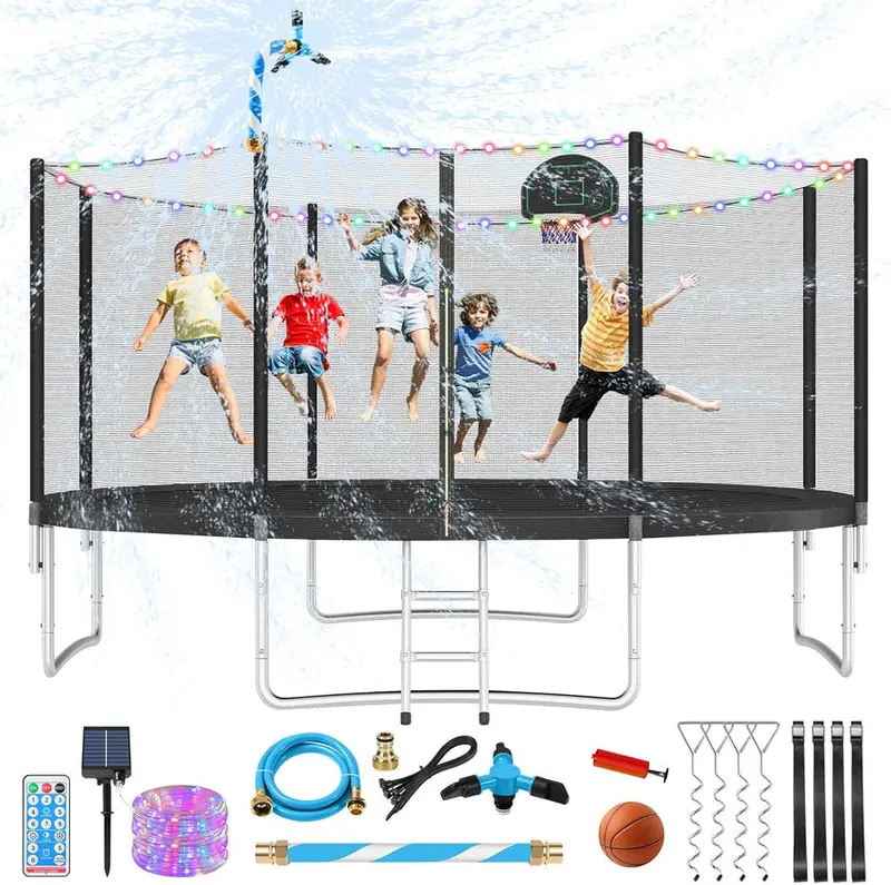 Trampoline With Enclosure Net And Adjustable Basketball Hoop - 8ft, 10ft, 12ft, 14ft, 15ft, 16ft - Image 49 Trampoline With Enclosure Net And Adjustable Basketball Hoop - 8ft, 10ft, 12ft, 14ft, 15ft, 16ft - Image 49