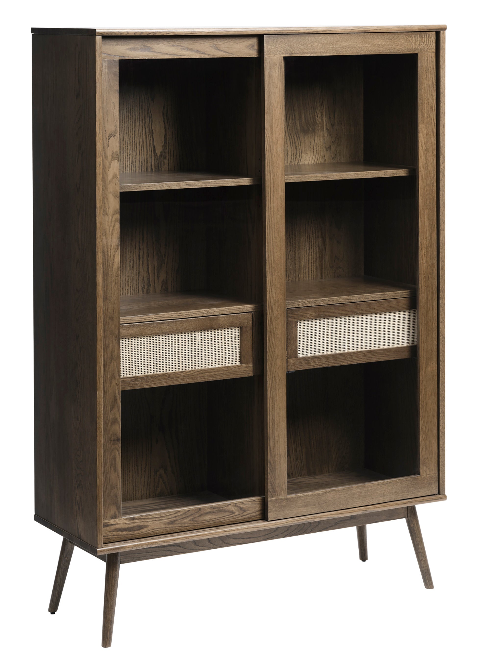 Rebellenclub Yass Vitrinekast - Smoked Eiken met Rattan
