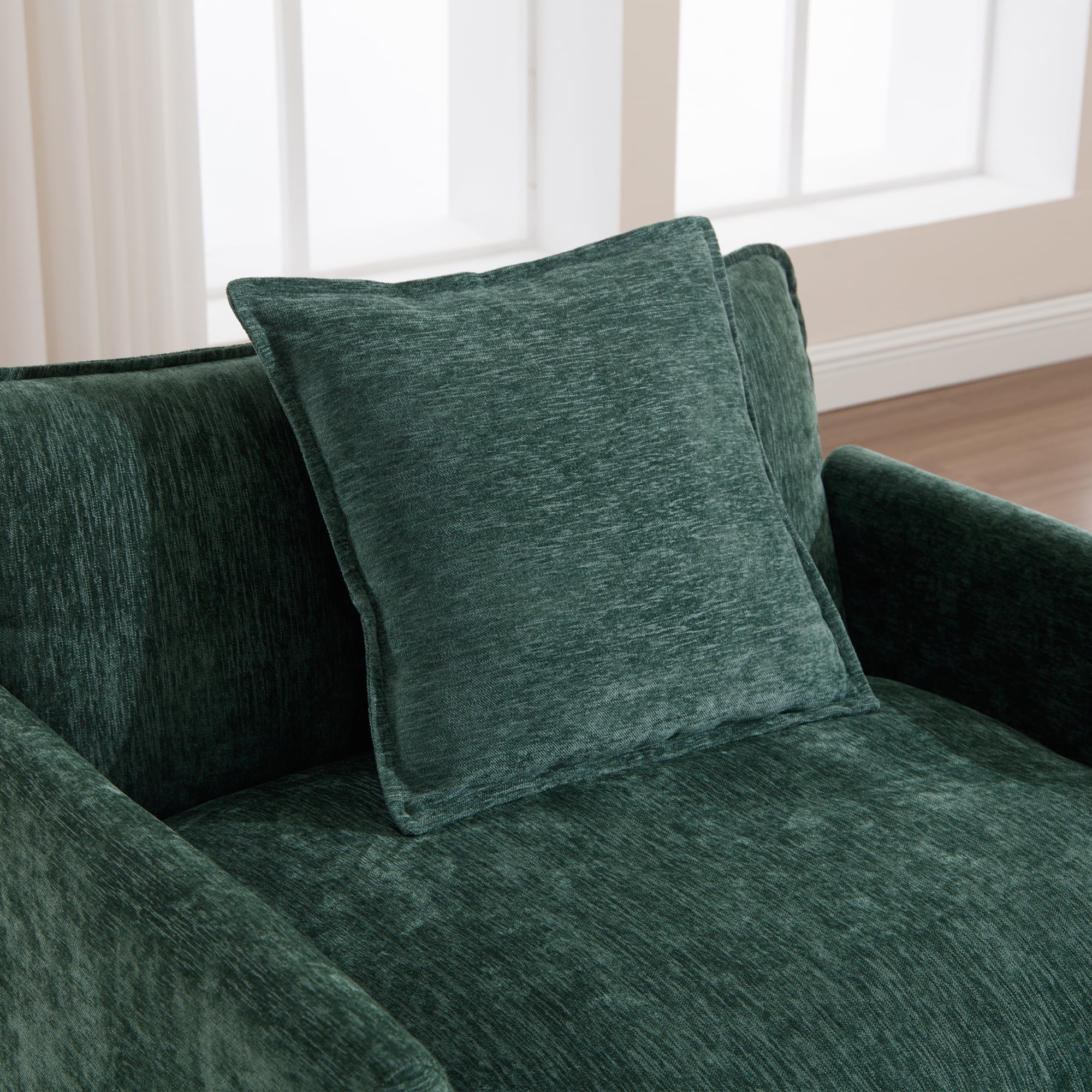 Muumblus Oversized Lounge Chair with Ottoman, Cloud Accent Armchair for Living Room, Beige Chenille - Image 17