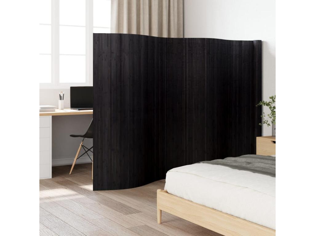 Biombo divisor de bambú negro 165x600 cm