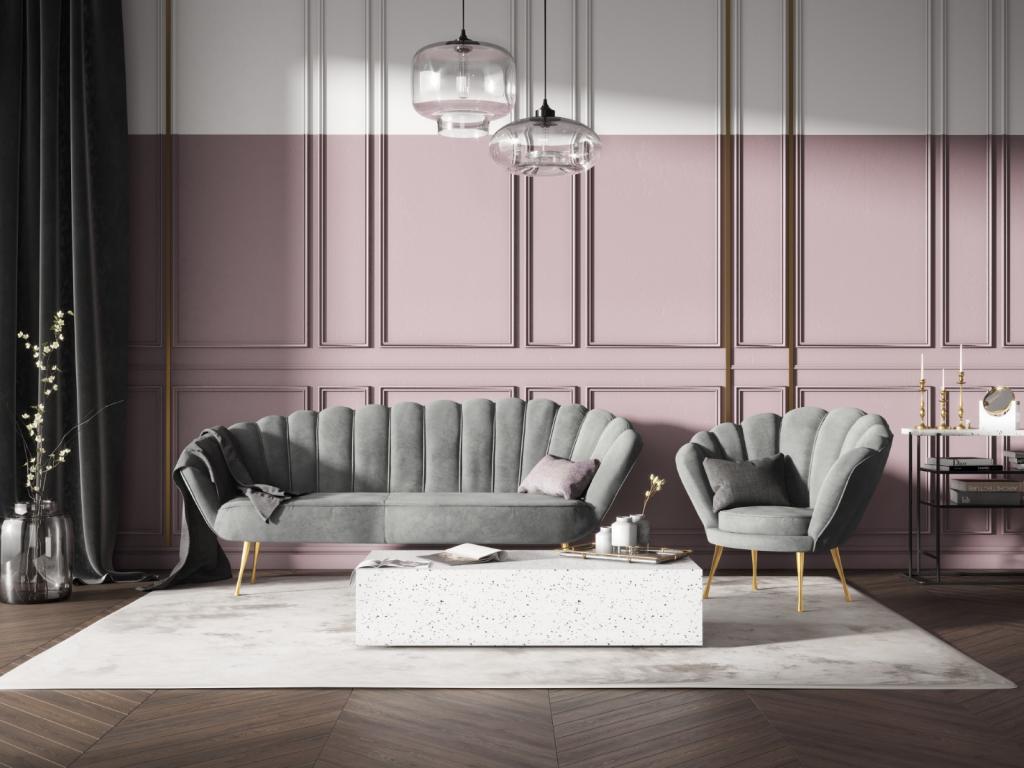 Sillón Homelyvo de terciopelo gris oscuro - 98x78x76cm