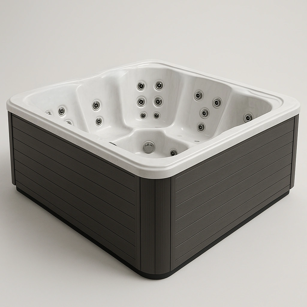 Spa con hidromasaje blanco y gris con paneles de PVC para exterior 150x150x75 cm