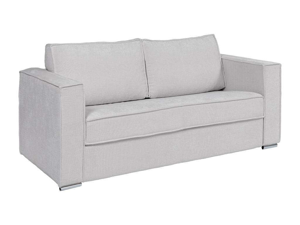 Sofá cama de 3 plazas de apertura rápida de tela texturizada gris claro - Somier amplio de 140 cm - Colchón de 18 cm LORETO