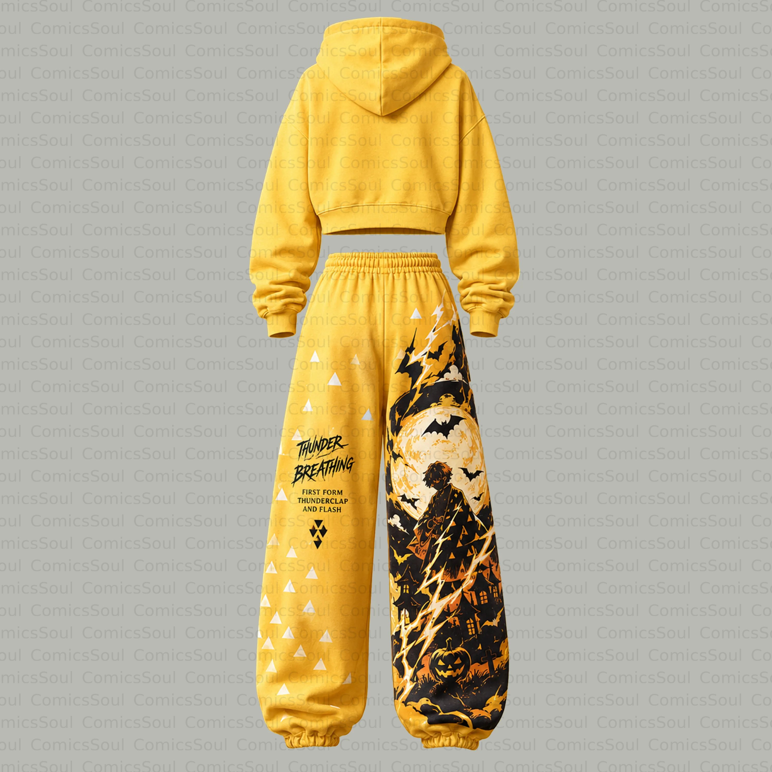 Demon Slayer Cropped Long Sleeve Hoodie & High Waist Jogger Pants Two Piece TeeThreads Sustain the Scene with Custom Apparel