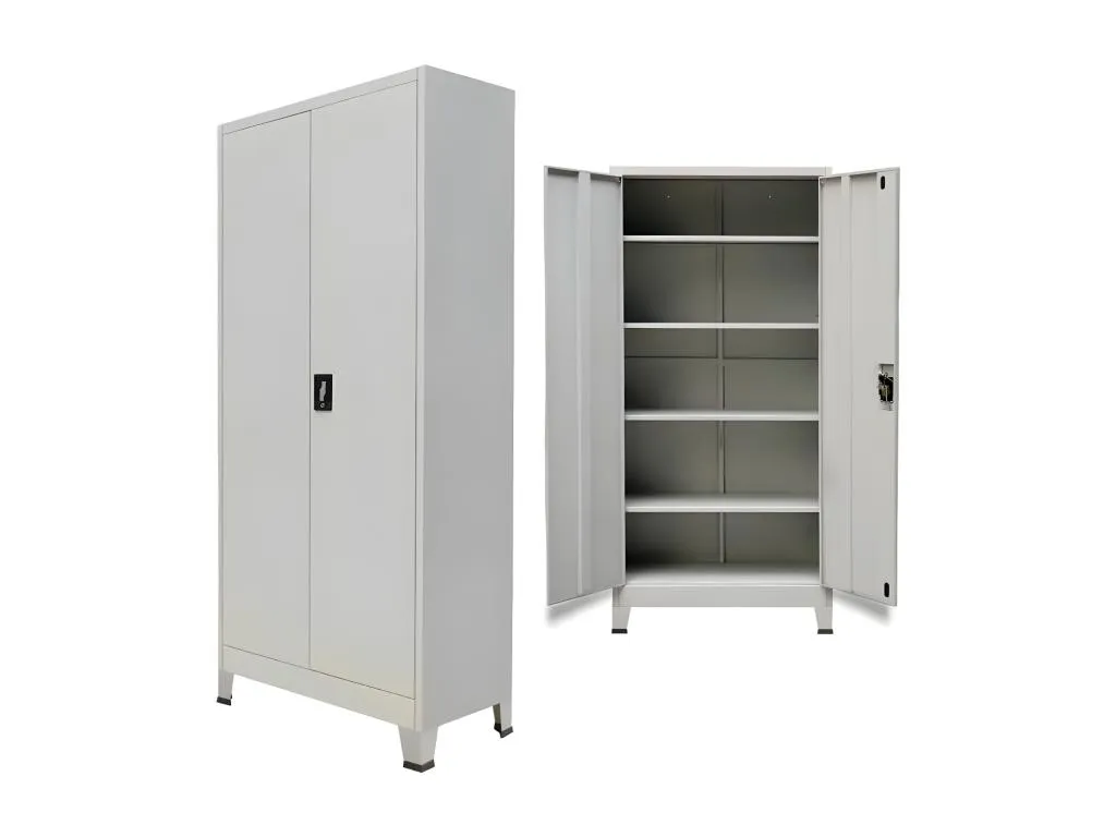 Armario de oficina con 2 puertas acero gris 90x40x180 cm