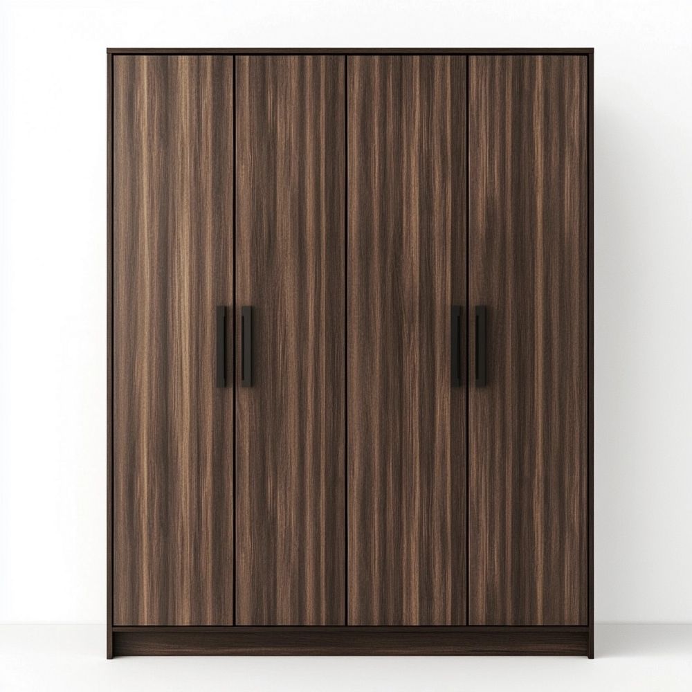 Armario de pino macizo con 4 puertas bisagras barras colgantes y estantes 150x60x200 cm Marrón