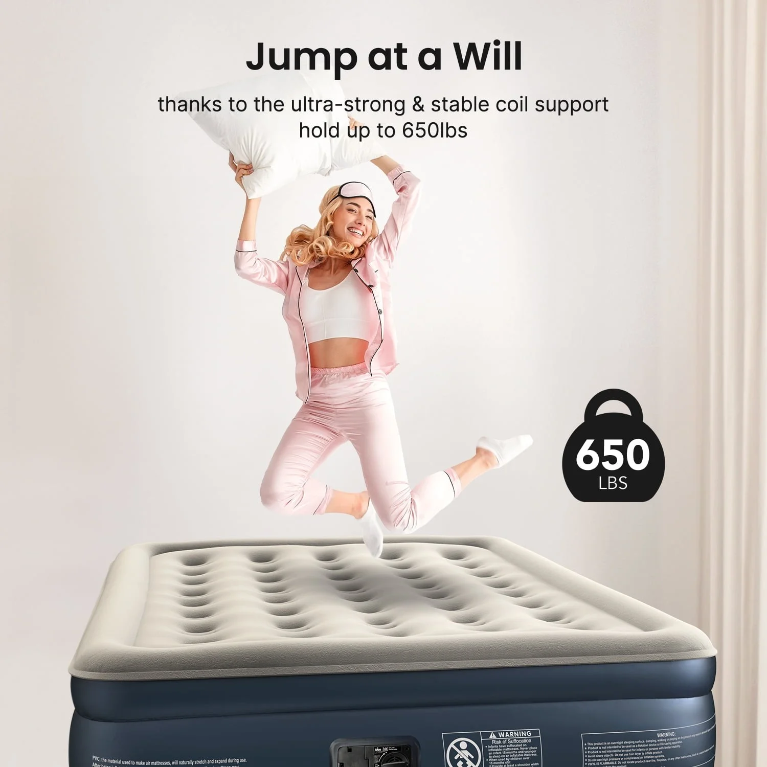 Premium Queen Size Air Mattress 18" Elevated Airbed with Built-in Pump Camping - Image 6