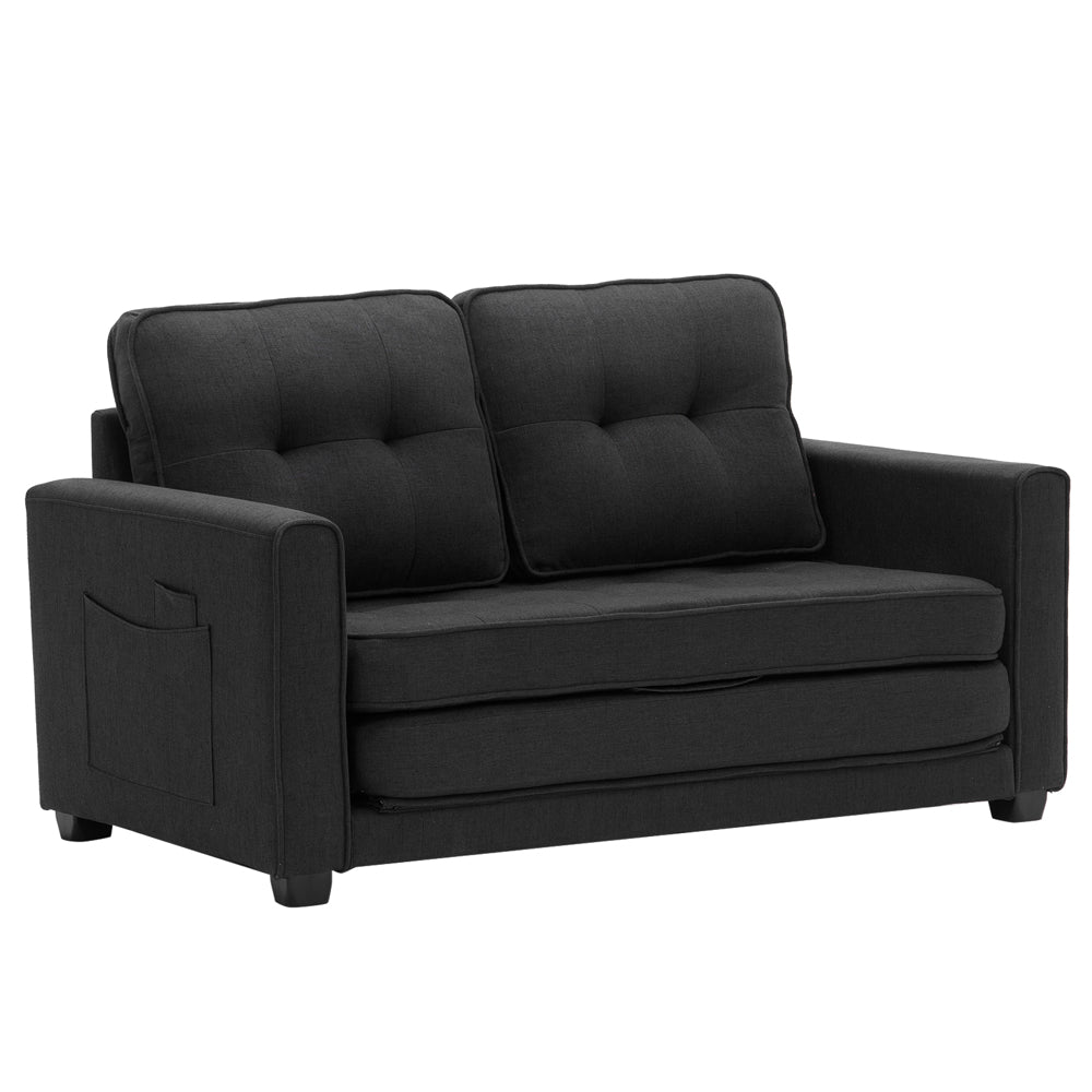 80in Loveseat Sleeper Convertible Loveseat Sofa Bed Black/Navy Blue/Dark Grey/Light Grey/Teal Blue