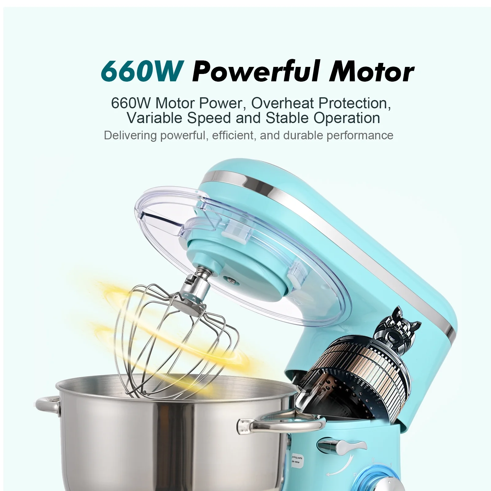 Kitchen in the box Tilt-Head Stand Mixer, Electric Kitchen Mixer with 6.5QT Stainless Steel Bowl, 660W Food Mixer with 6-Speed, Black - Image 23