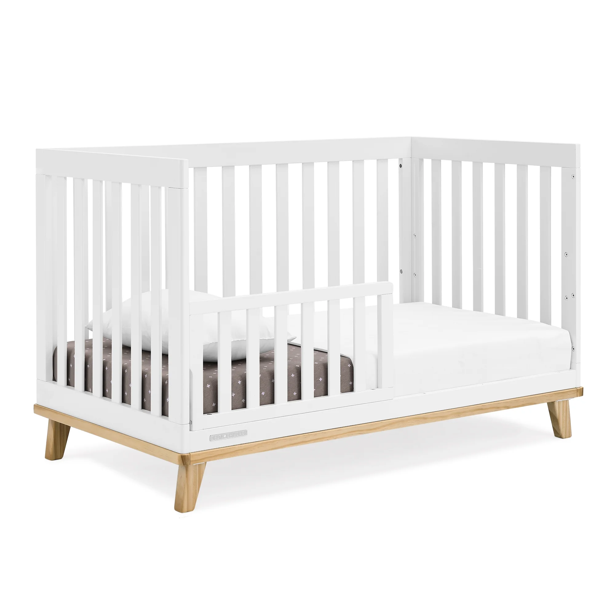 Delta Children Frankie 4-in-1 Convertible Crib - Greenguard Gold Certified, Black with Natural - Image 24