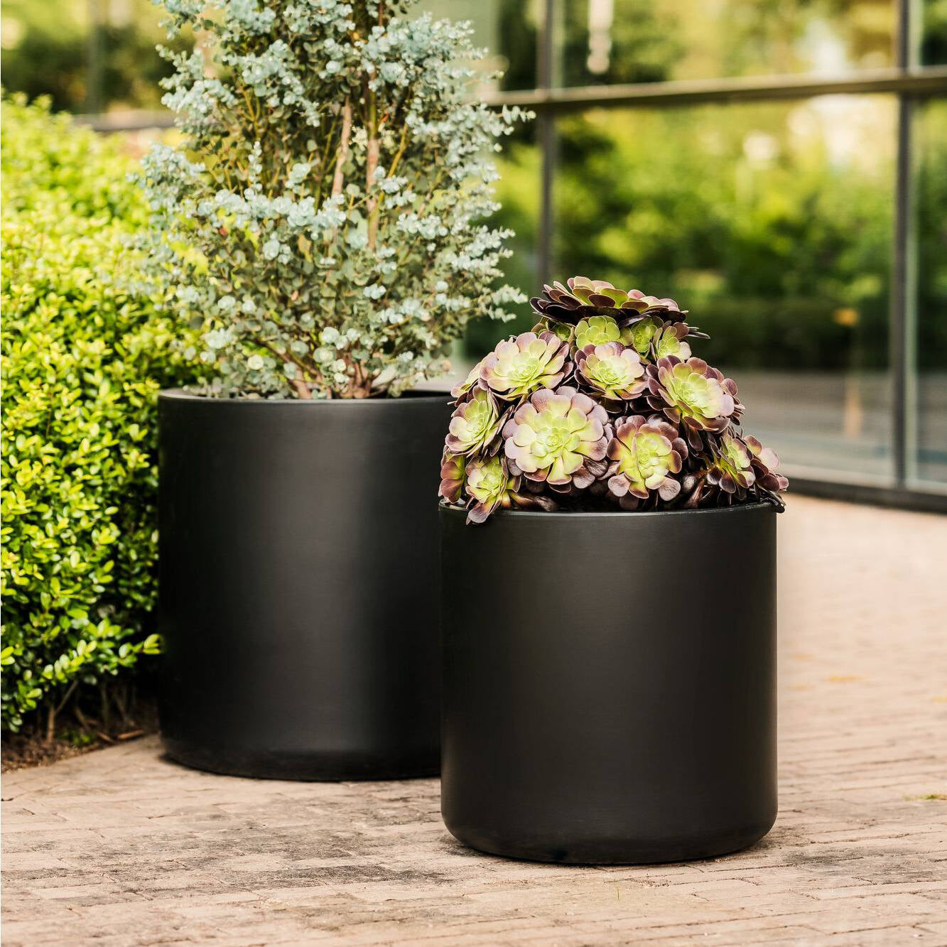 Elho Pure Cilinder Wheels 50 - Zwart - L 50 x B x H 50 cm - Balkon, Bi