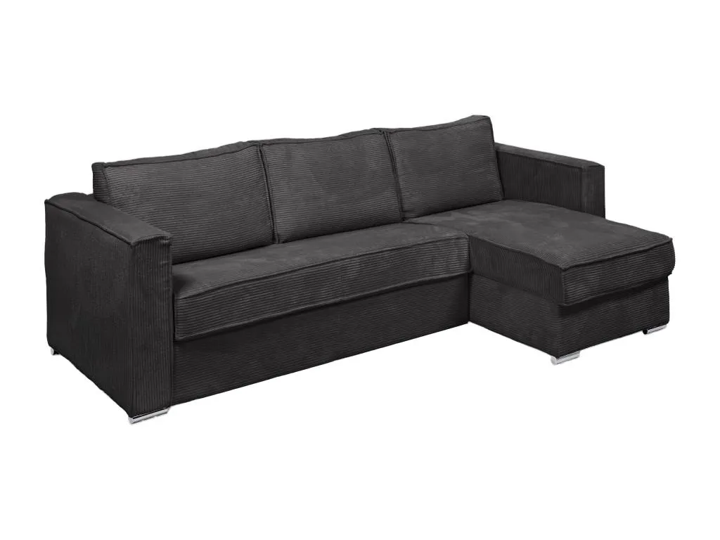 Sofá cama rinconero con apertura italiana y reversible de pana gris antracita - Somier de 140 cm - Colchón de 22 cm Mueblestop 51083XQIL