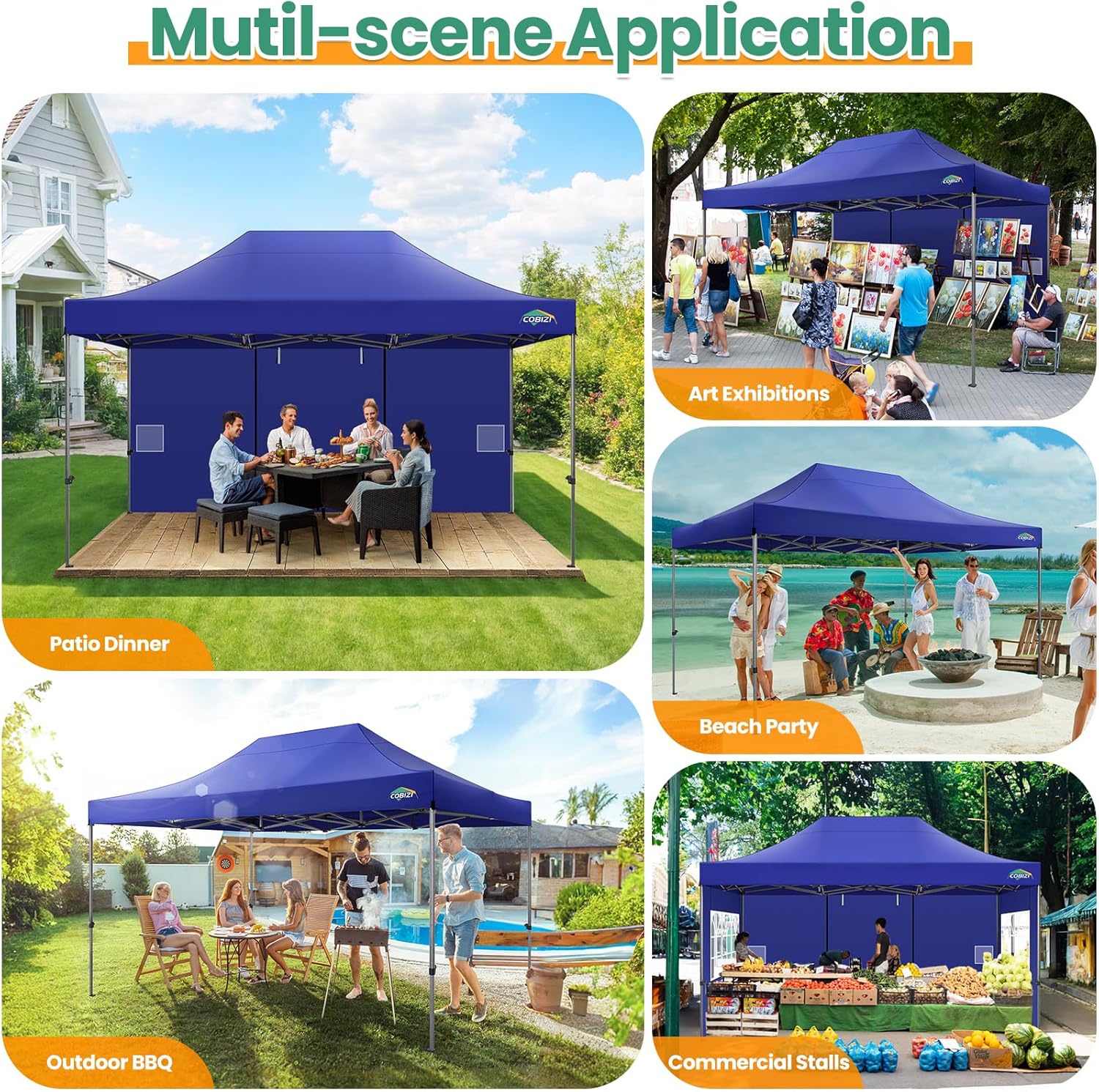 COBIZI 10x20 Heavy Duty Pop up Canopy Tent 6 sidewalls Commercial Canopy Wedding Party Tents