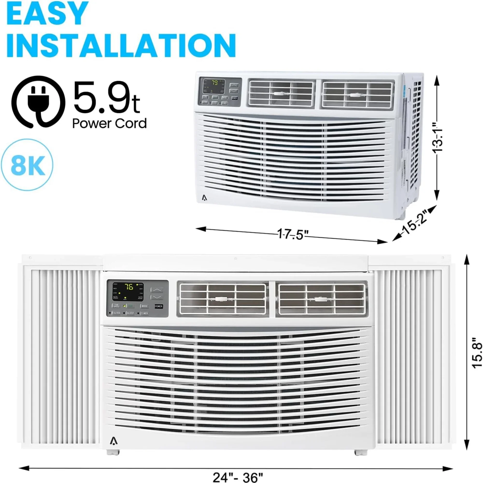 Garvee 5000 BTU Window Air Conditioner, Fast Cooling for Rooms up to 150 Sq. Ft, Window Ac Unit with 7 Level