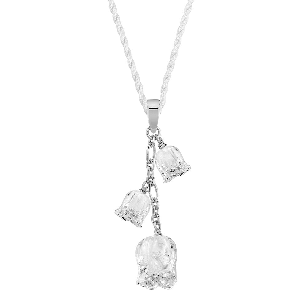 PENDENTIF MUGUET 3 CRISTAUX - CRISTAUX INCOLORES, ARGENT