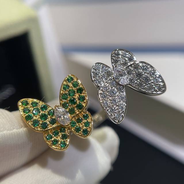 VCA Full Diamond Two Butterfly Between the Finger Ring - Original Replica Club