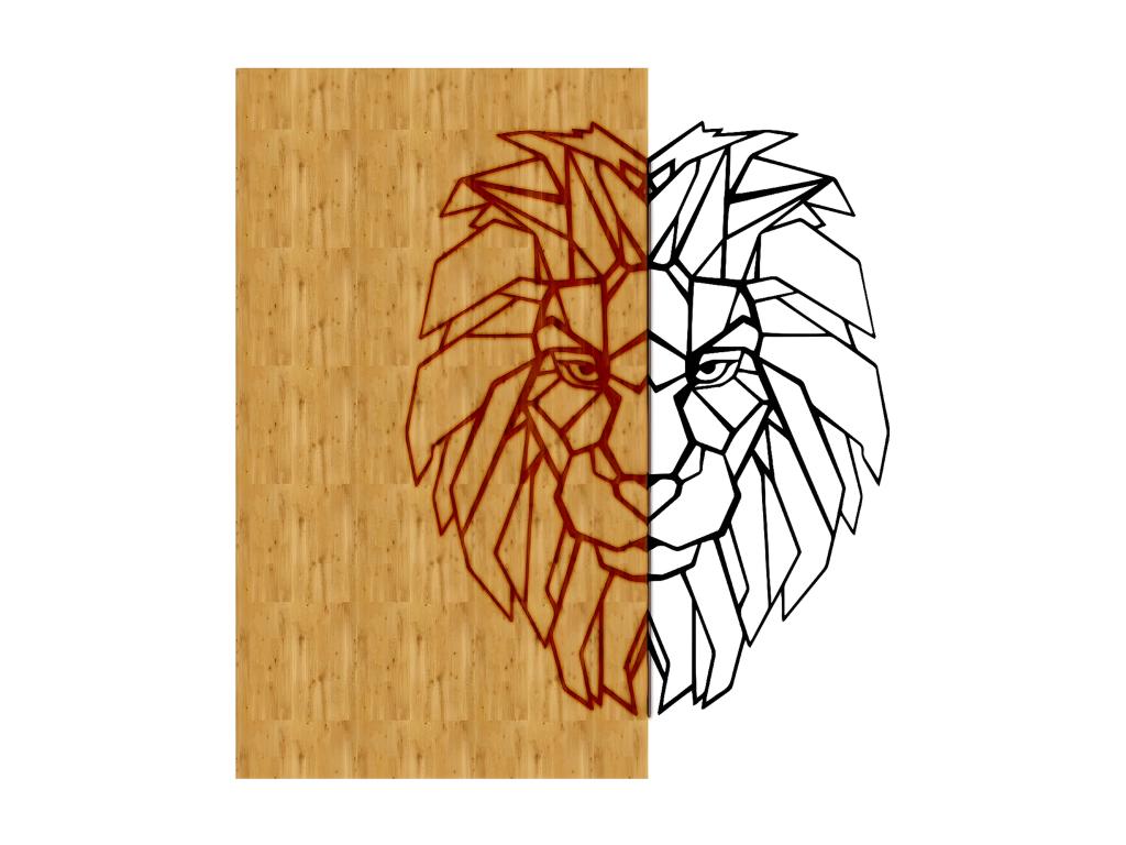 Decoración de Metal y Madera León 1, Madera, 46x1,8x50 cm, Lujodec