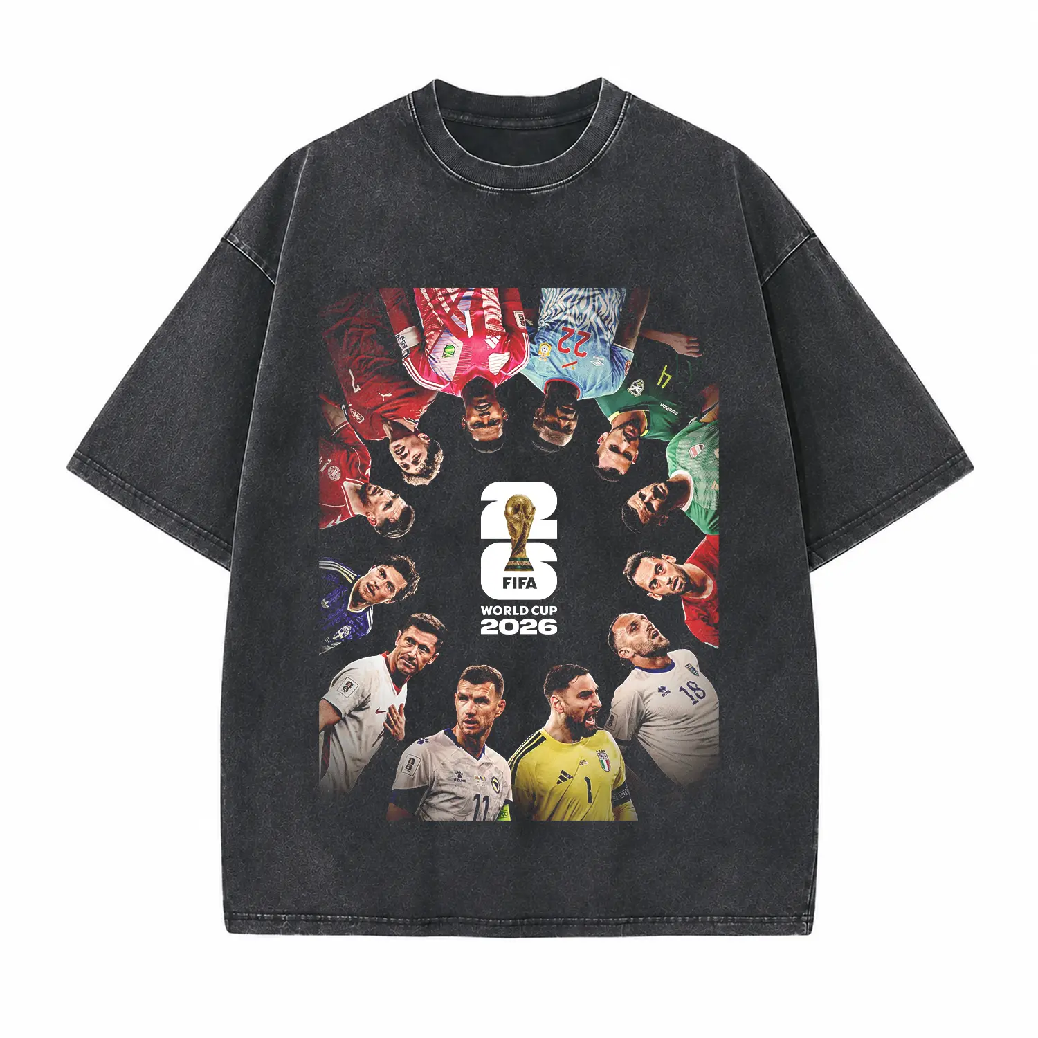 Global Football Match 2026 Retro Printed Unisex Washed T-Shirt