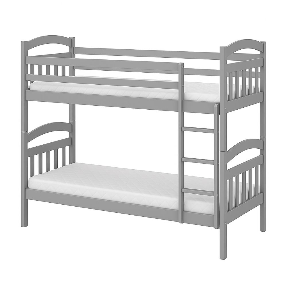 Cama Literas de Madera Gris para Niños con Barandillas y Escalera,Diseño Moderno,Ideal para Habitaciones Pequeñas