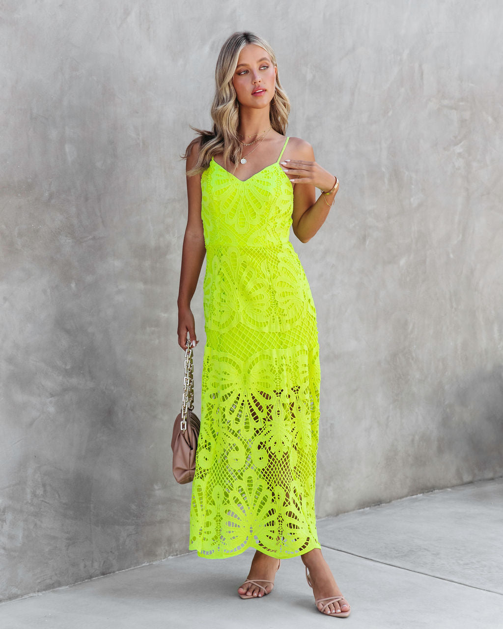 Stephani Crochet Lace Maxi Dress - Neon Green - FINAL SALE - Se7enfashion