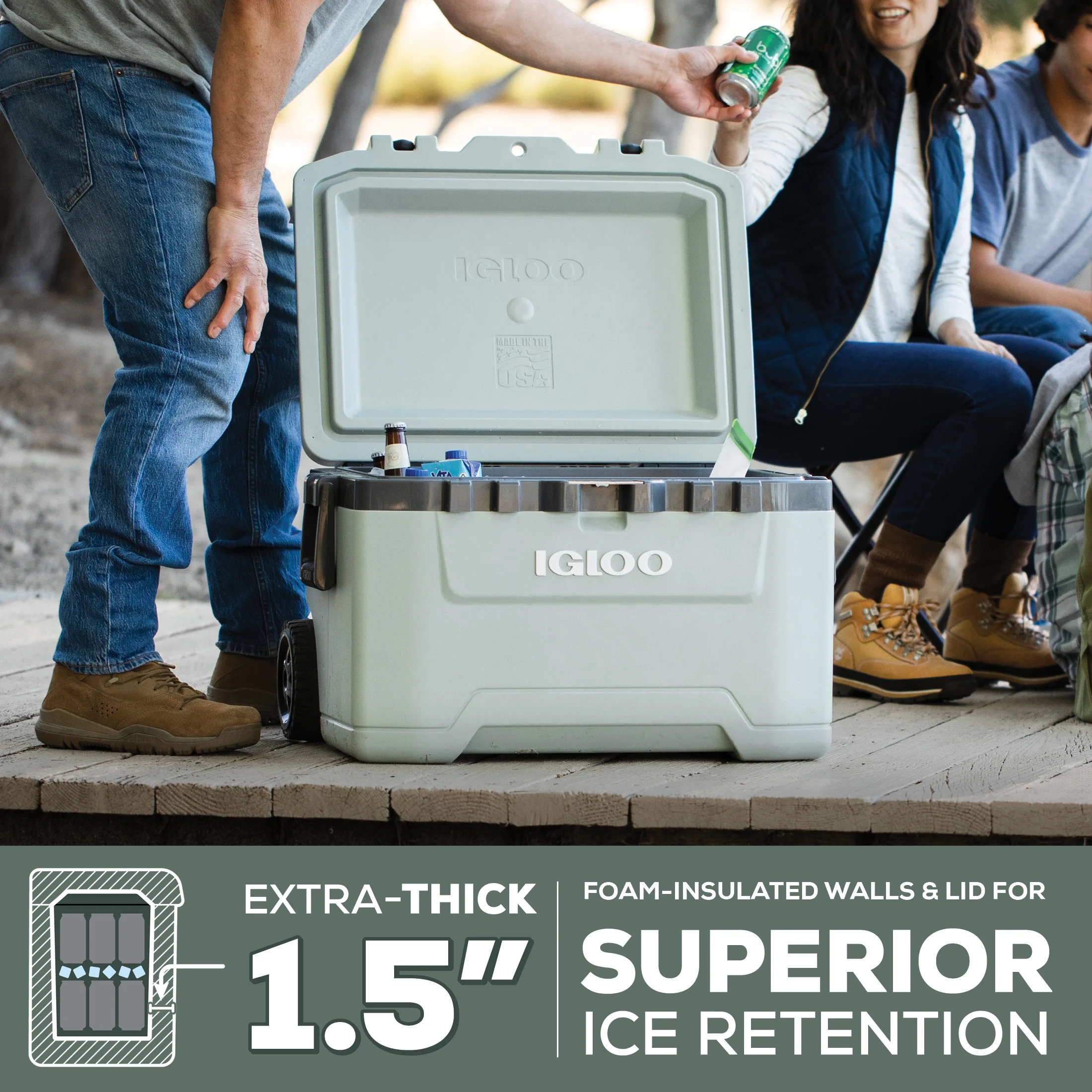 Igloo 52 QT Overland Ice Chest Cooler with Wheels, Gray - Image 7