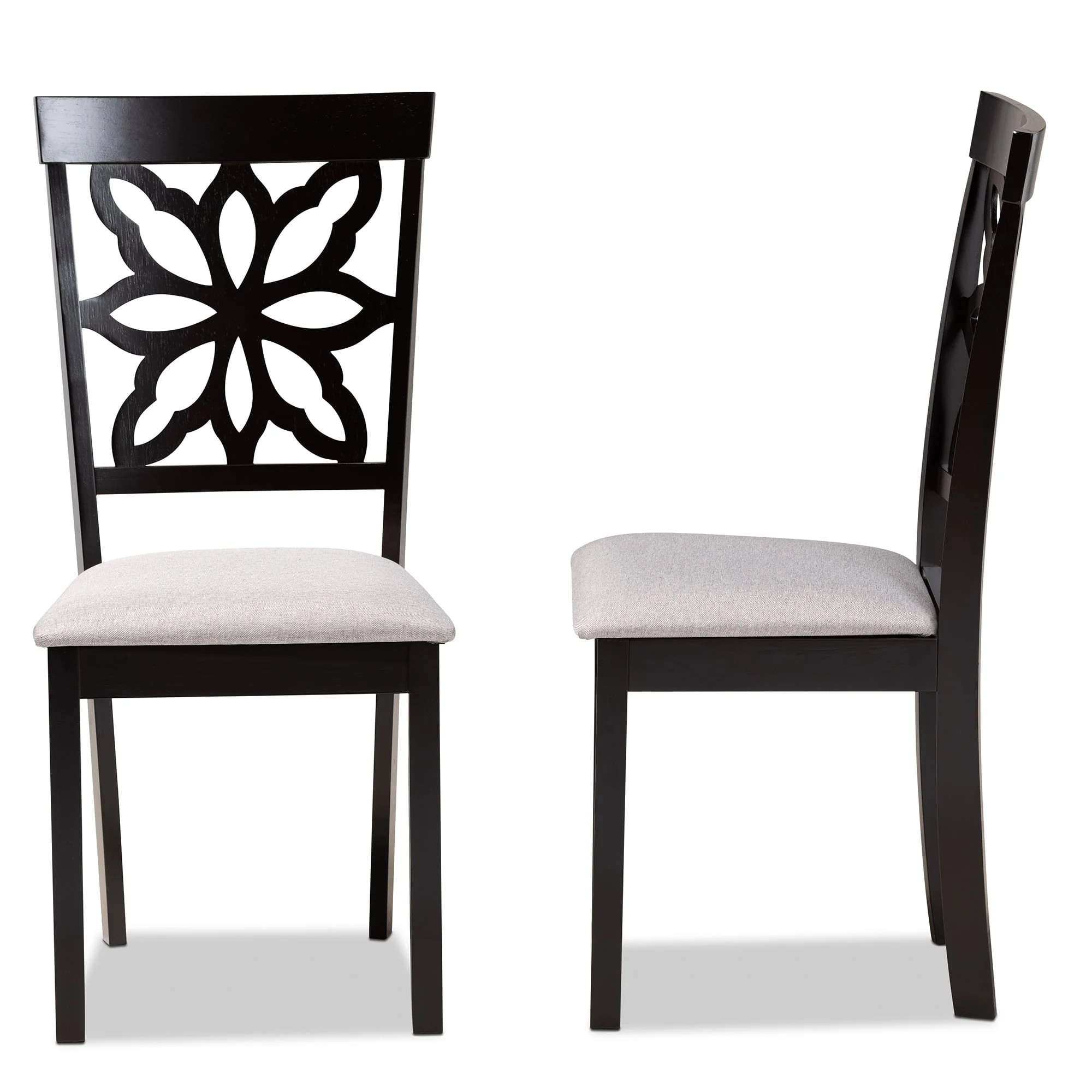 Baxton Studio Samwell Modern and Contemporary Grey Fabric Upholstered and Dark Brown Finished Wood 2-Piece Dining Chair Set - Image 4