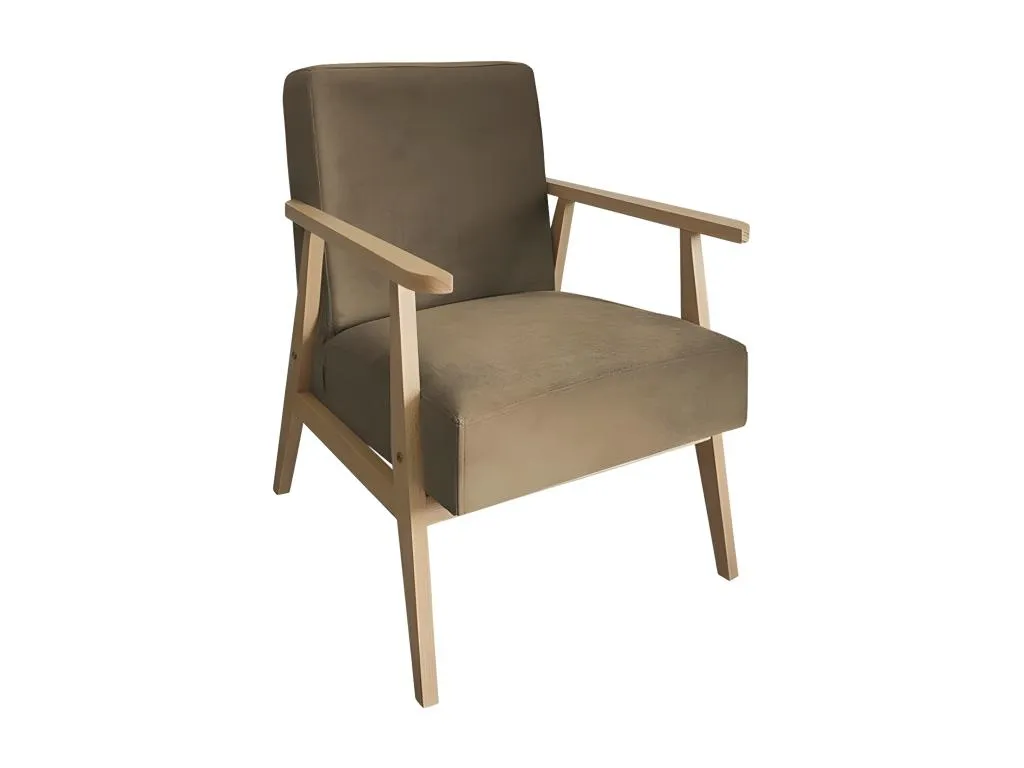 Sillón Quietena - Marrón - 76x59x67cm - Tapiz - Patas Madera