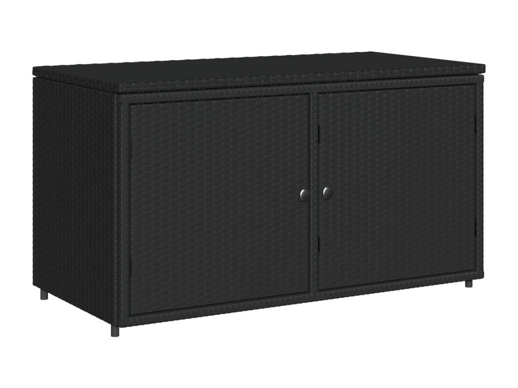 Armario de almacenaje de jardín ratán PE negro 110x55x60 - 5 cm