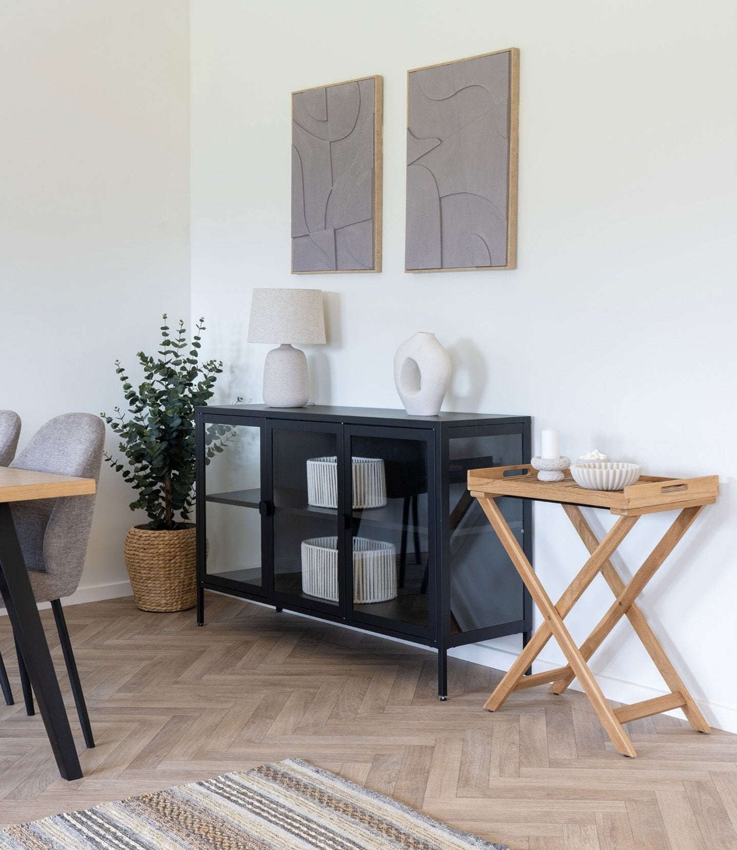 Rebellenclub Röjan Vitrinekast - 140 x 85 cm - Zwart Staal