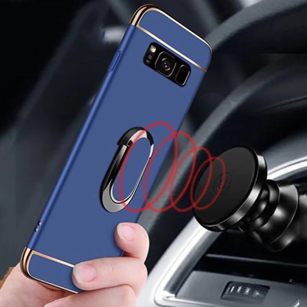 Luxury Ultra-thin 3-in-1 Plating Magnetic Ring Holder Samsung Case With FREE Strap