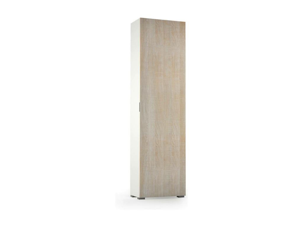 Armario multiusos con 1 puerta Nestleano - Mueble multiusos con 1 puerta - Zapatero con estantes - 100 por ciento Made in Italy - 50x30h182 cm - Roble