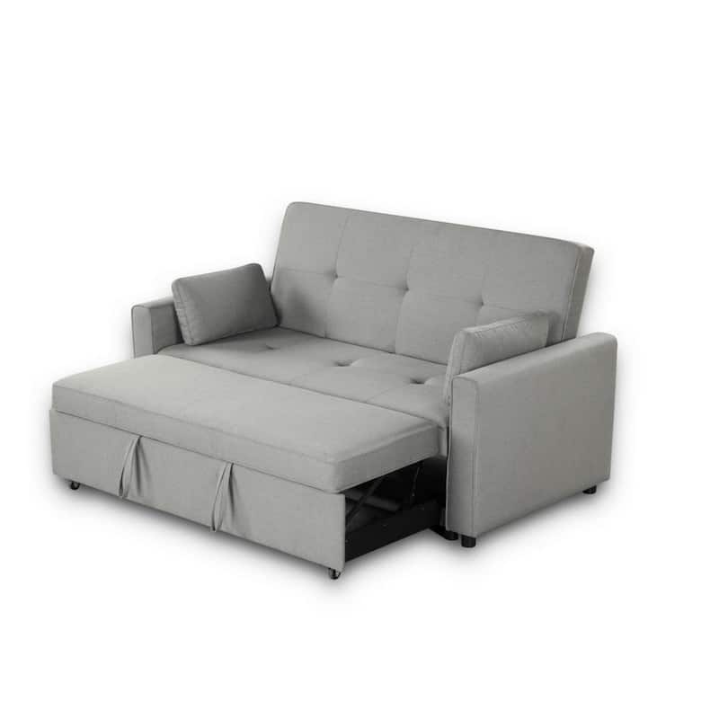 Sofá Cama Rectangular de Tela con Brazos Rectos PINPAI de 75.5 in. en Gris y Negro lh3317011