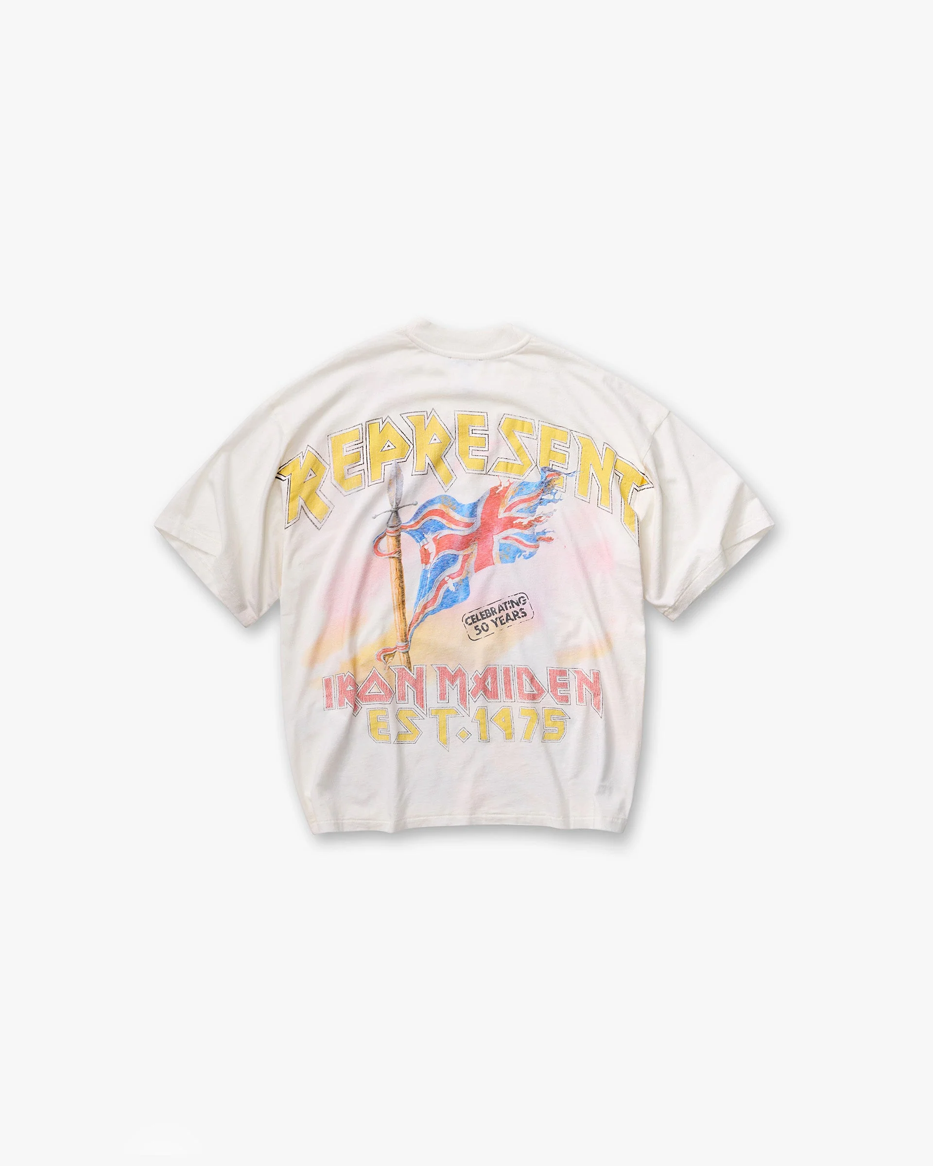 Represent X Iron Maiden Steed T-Shirt - Flat White