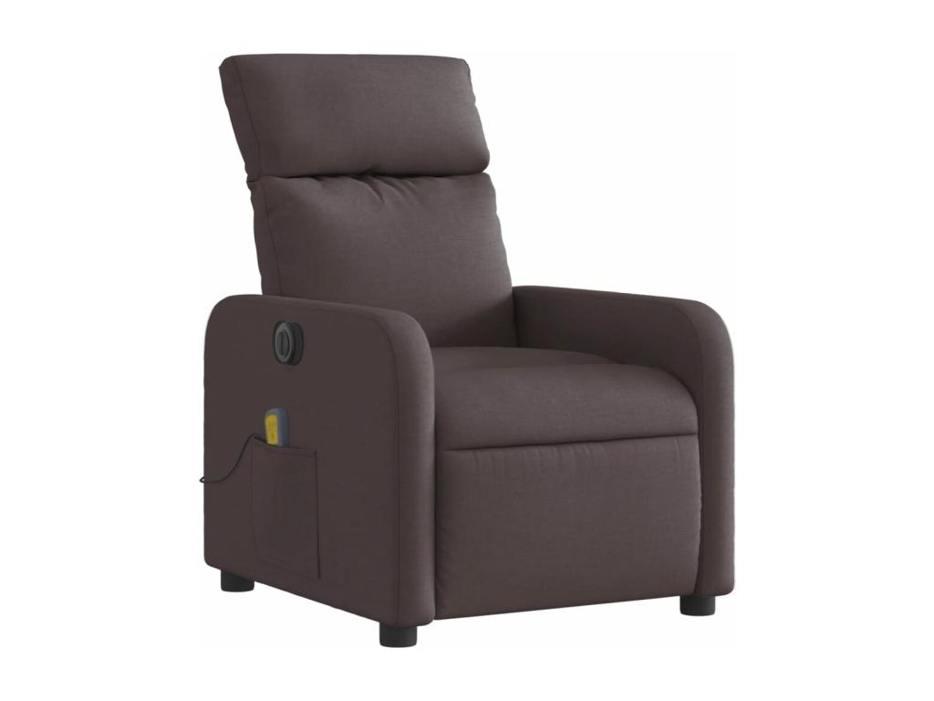 Sillón reclinable de masaje eléctrico tela marrón oscuro